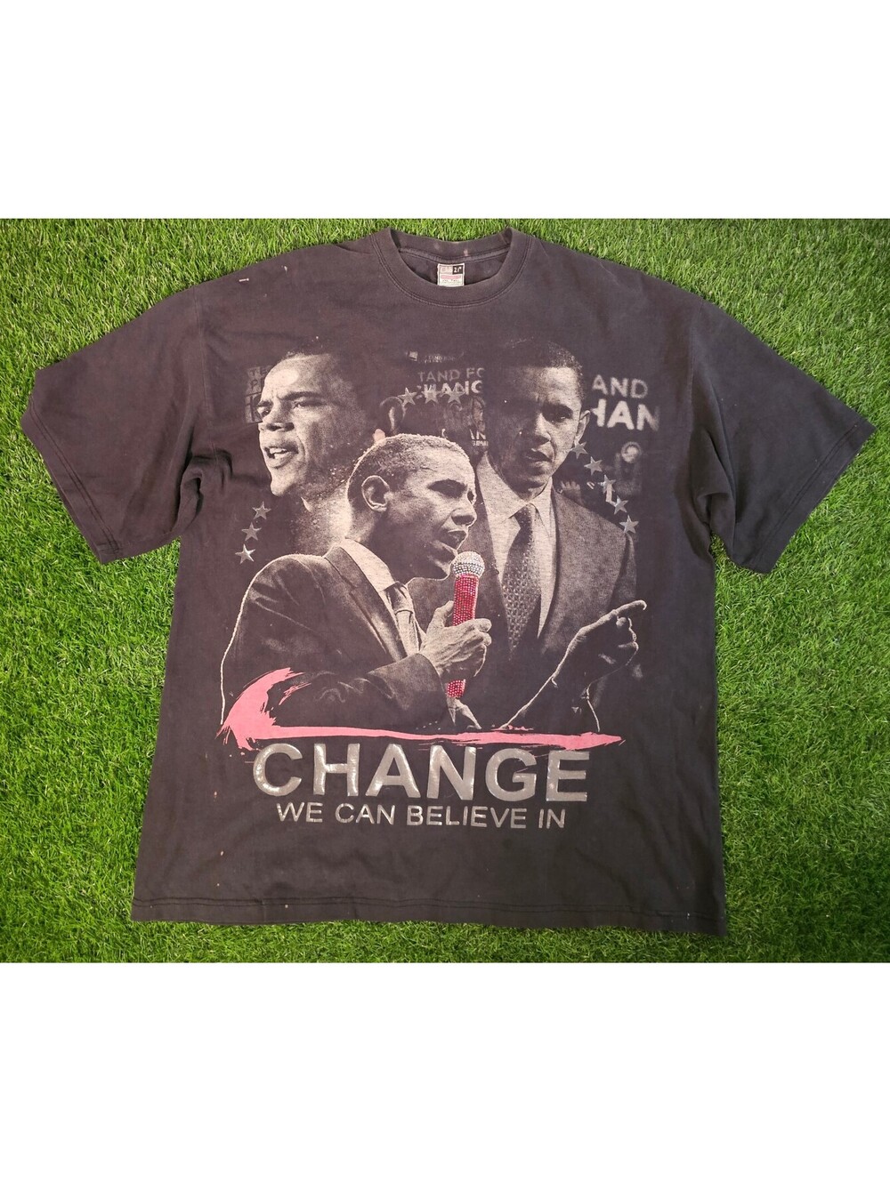 Vintage Style Rap Tee Barack Obama Graphic T-Shirt 2XL Tall Rhinestone